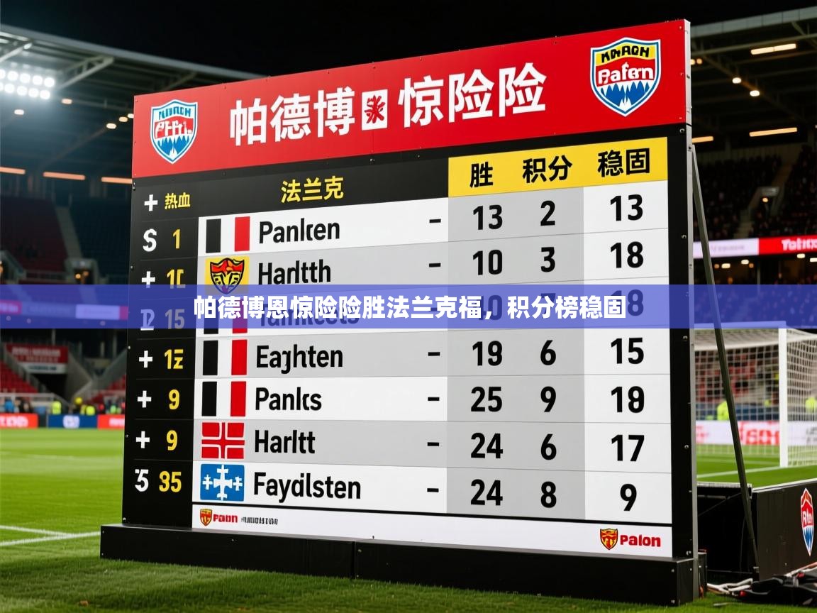 帕德博恩惊险险胜法兰克福，积分榜稳固